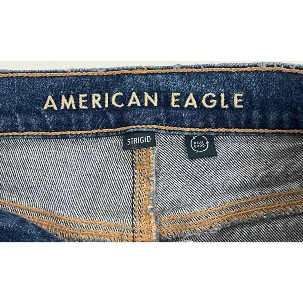 American Eagle Women's STRIGID 00R Denim Jeans Super High Rise Baggy Straight - Picture 4 of 11